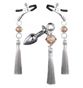 MizzZee - Bell Nipple Clamp Anal Plug Tassels Set